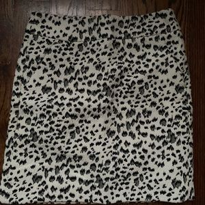 LOFT White leopard print skirt